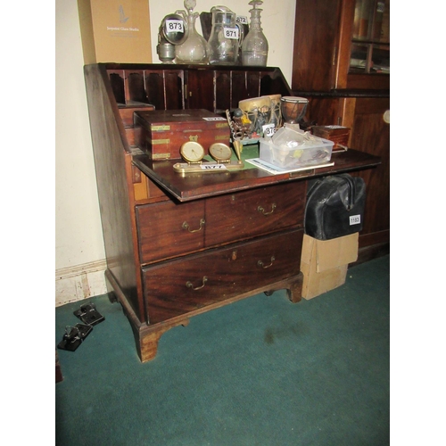 869 - Georgian Mahogany Slope fronted bureau with fitted interior.  Desirable Compact Size - 40h x 29w x 1... 