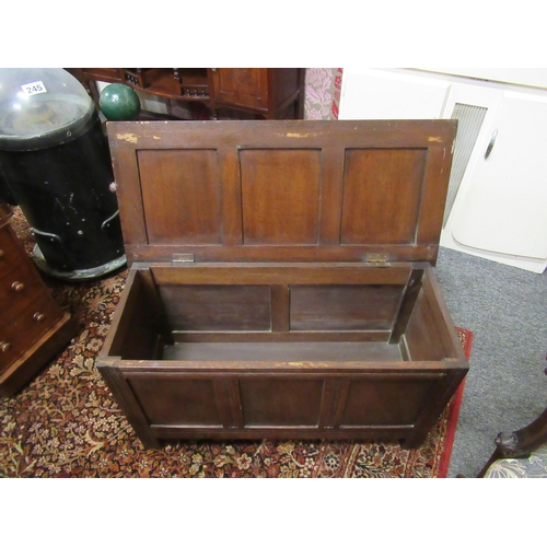 241 - Good panelled Oak blanket chest.  H:50cm, L:90cm, D:40cm.