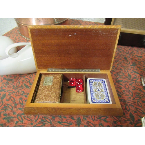 336 - Inlaid Playing Cards box plus contents.