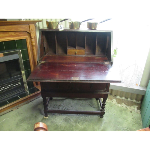 484 - Victoriam carved oak Bureau. H:100cm, W:74cm, D:40cm.