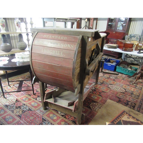 519 - Antique Pine Winnowing Farm machine.  L:160cm, D:809cm.