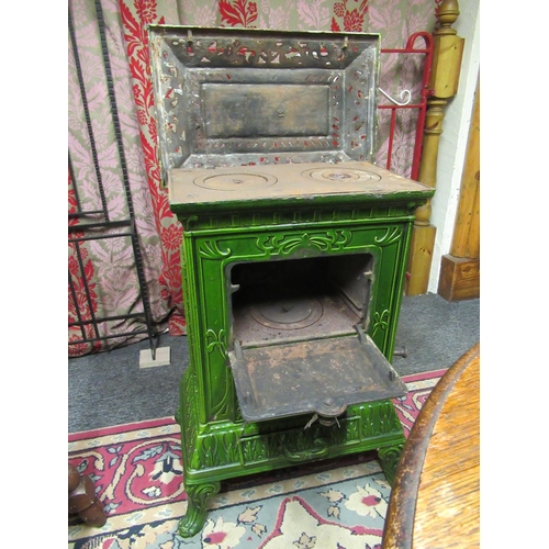 85 - Vintage cast iron French enamel stove.  H:85cm, W:55cm, D:35cm.