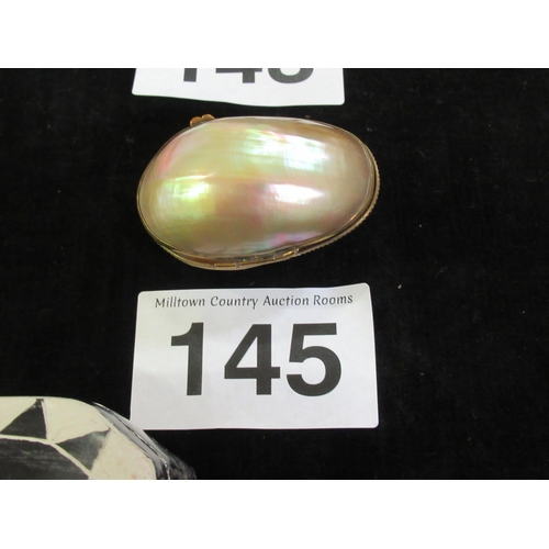 145 - Oval Mother of Pearl Trinket box.