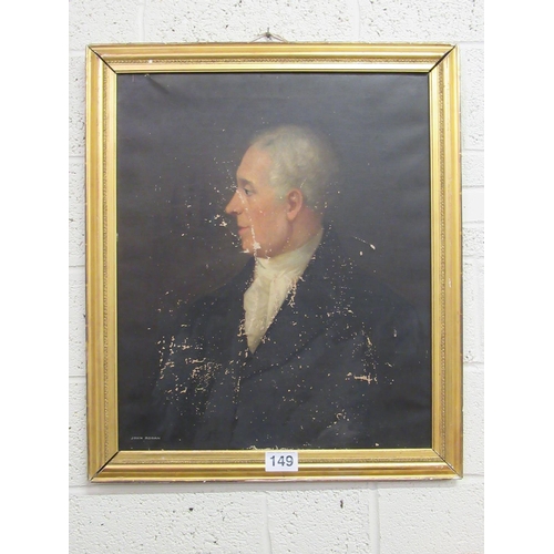 149 - Large Oil on Canvas - Portrait of a Gentleman By John Rogan.  87cm x 75cm.