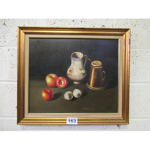 163 - Still Life Print on Canvas signed Jo Mak.  58cm x 68cm.