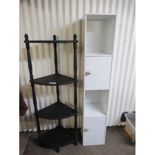 308 - Painted corner what not plus storage unit.