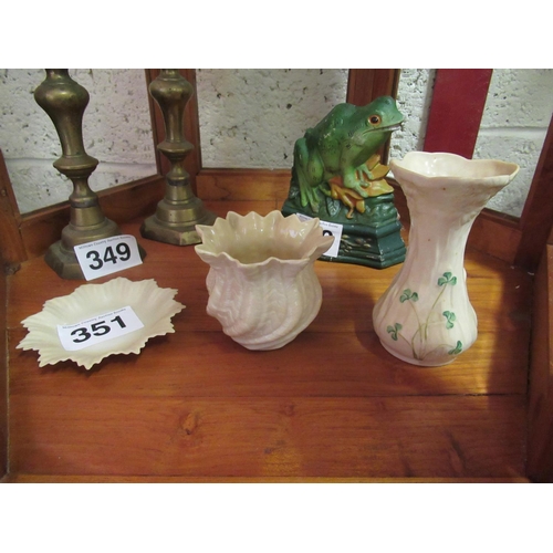 351 - 3 Pieces of Green stamp Irish Belleek.