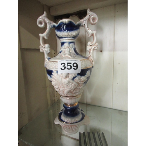 359 - Large 2 handle Vase depicting cherubs.  H:38cm