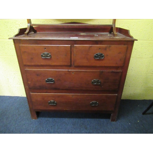 99 - Antique pine tray back 4 drawer chest.  H:107cm, W:110cm, D:46cm.