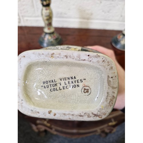 157 - Royal Vienna Autumn Leaves Collection  - 3 Piece mantle set.