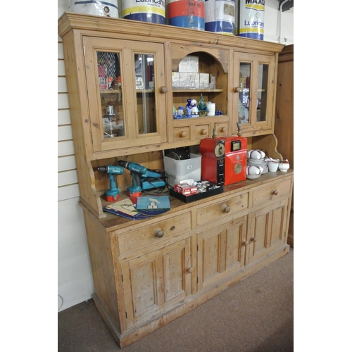 381 - A stunning reclaimed pine kitchen dresser.