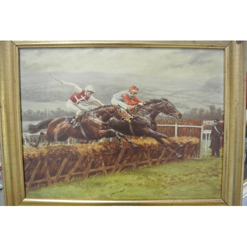 106 - A framed limited edition print with Horse Racing interest by Gillian E Hoare.

Titled 'Monksfield & ... 