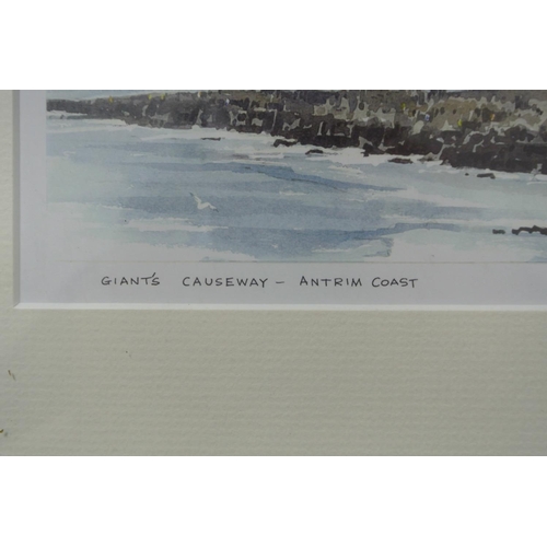 108 - A framed local interest print by Paul Holmes.

Titled 'Giant's Causeway, Antrim Coast'.

Measures 31... 