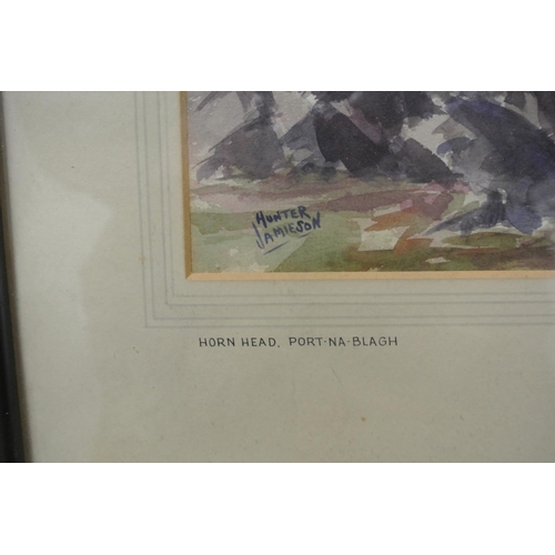 136 - An original framed Watercolour painting of a coastal scene.

Titled 'Horn Head, Port-Na-Blagh'.

Mea... 