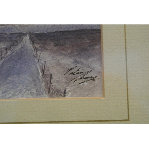 162 - An original framed watercolour painting by Artist, Peter Shaw.

Titled 'Towards the hills'

Measures... 