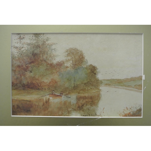 89 - An original framed watercolour painting of a river scene.

Untitled.

Measures 43x35cm.

Signed Laga... 