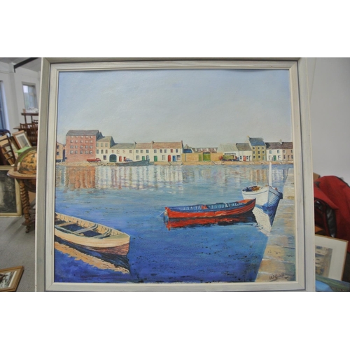 95 - An original framed oil on board painting by Irish Artist, Vincent O'Brien.

Titled 'Claddagh'.

Meas... 