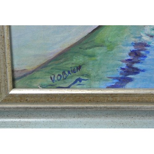 98 - An original framed oil on board painting by Irish Artist, Vincent O'Brien.

Titled 'The Punt'.

Meas... 