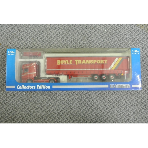 106 - A Universal Hobbies collectors edition model, 'Boyle Transport', in original box. Scania 1 of 999.