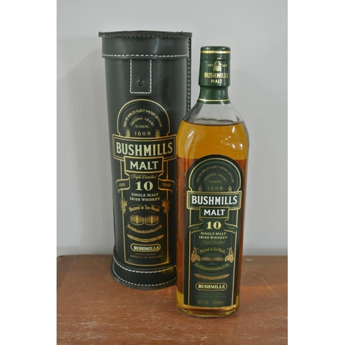 230 - A 70cl bottle of Bushmills 10 year old Single Malt Irish whiskey, in original leather presentation b... 