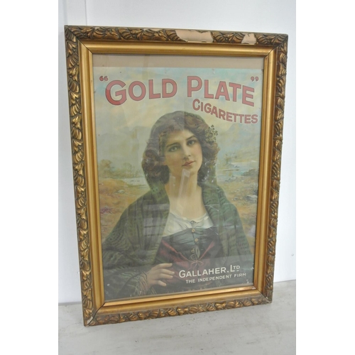 259 - A framed advertising print for 'Gold Plate Cigarettes', by Gallaher Ltd - The Independent Firm. Meas... 