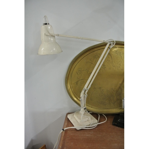 92 - A vintage Herbert Terry 2 step anglepoise lamp in white.