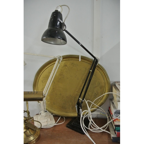 93 - A vintage Herbert Terry 2 step anglepoise lamp in black.