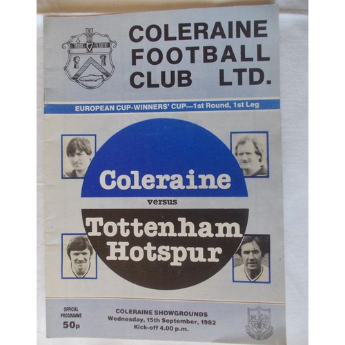 202 - A rare programme for the European Cup Winner's Cup tie between Coleraine FC & Tottenham Hotspur, pla... 