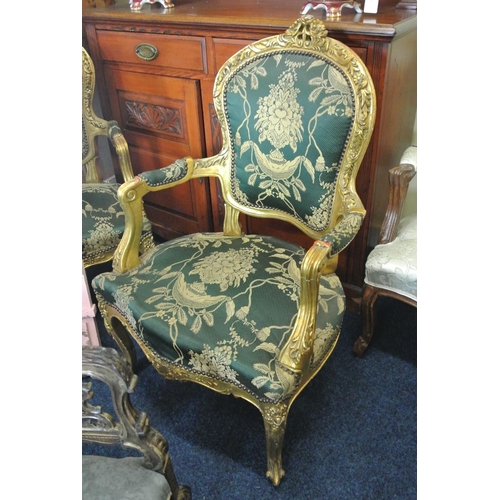 160 - A stunning antique style chair with gilt frame.