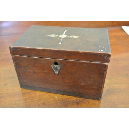 168 - An antique box with inlaid lid.