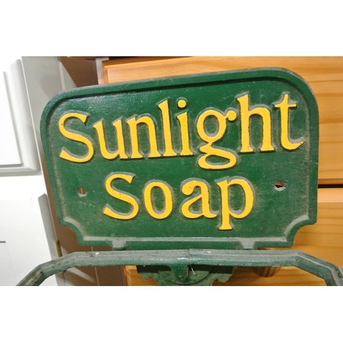 213 - An antique cast iron Sunlight Soap Lifebuoy Soap advertising stick/ umbrella stand.