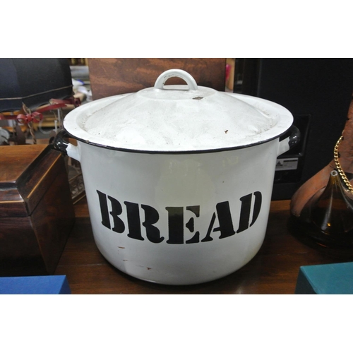 220 - A vintage enamel bread bin.