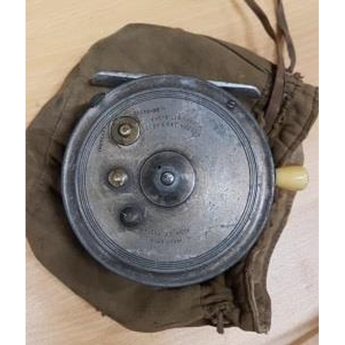 409 - A vintage Hardy Bros 'Silex no 2' fishing reel in soft case.