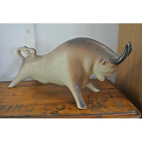 181 - A large vintage ceramic bull, believed to be Western German.