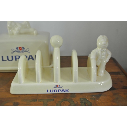 185 - A vintage Lurpack butter dish & matching toast rack.