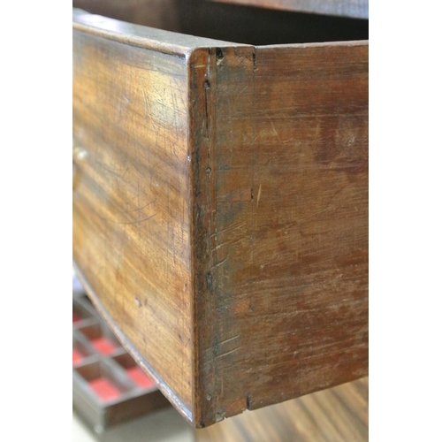 203 - A stunning antique Irish Regency bow fronted chest of drawers with inlaid top & brass hardware.