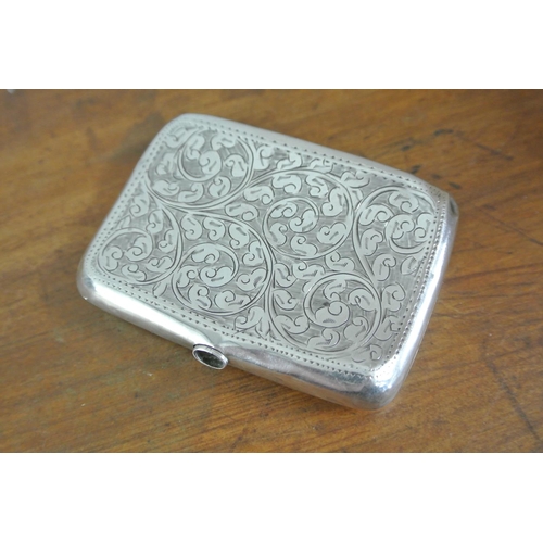 221 - A stunning antique sterling silver cigarette with decorative engraved design, produced by William Ha... 