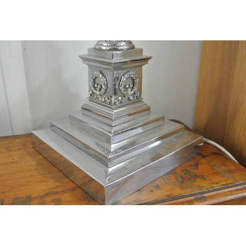 248 - A stunning large antique silver plated Corinthian Pillar candlestick which has been converted to ele... 