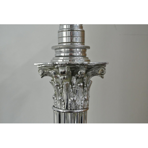 248 - A stunning large antique silver plated Corinthian Pillar candlestick which has been converted to ele... 