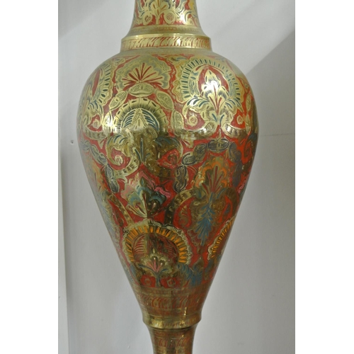 256 - A large decorative brass floor standing vase.