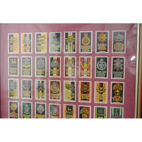 271 - A framed double sided set of Gallaher Army Badges cigarette cards.