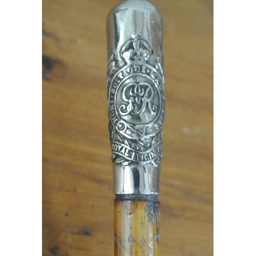 280 - A Royal Engineers silver topped officers swagger stick.