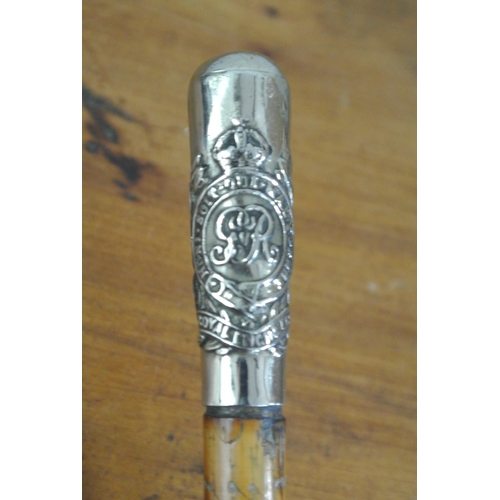 280 - A Royal Engineers silver topped officers swagger stick.