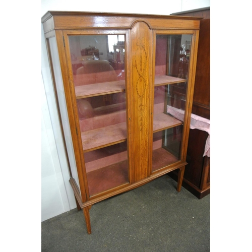 404 - A stunning antique Edwardian inlaid display cabinet.