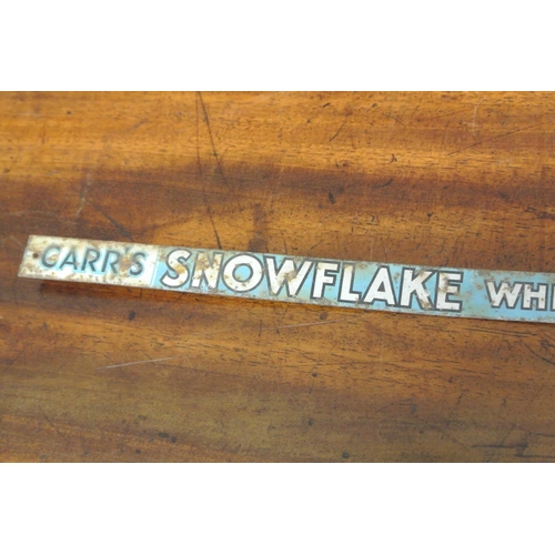 414 - A vintage Carr's Snowflake metal advertising strip.