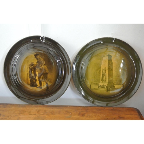 415 - A pair of unusual antique Ridgeway 'Cenotaph' cabinet plates to include 'The Kings Tribute' & 'The E... 