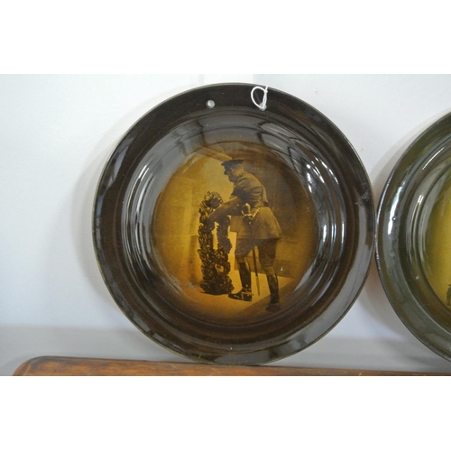 415 - A pair of unusual antique Ridgeway 'Cenotaph' cabinet plates to include 'The Kings Tribute' & 'The E... 