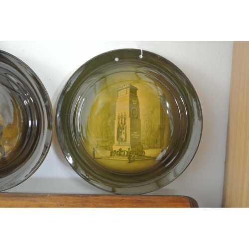 415 - A pair of unusual antique Ridgeway 'Cenotaph' cabinet plates to include 'The Kings Tribute' & 'The E... 