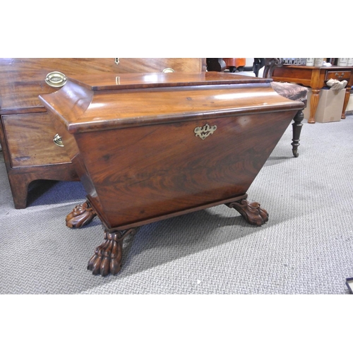 433 - A stunning antique William IV period Irish cellarette with unusual fitted tea caddy interior, on imp... 