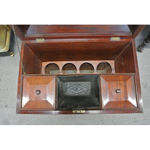 433 - A stunning antique William IV period Irish cellarette with unusual fitted tea caddy interior, on imp... 